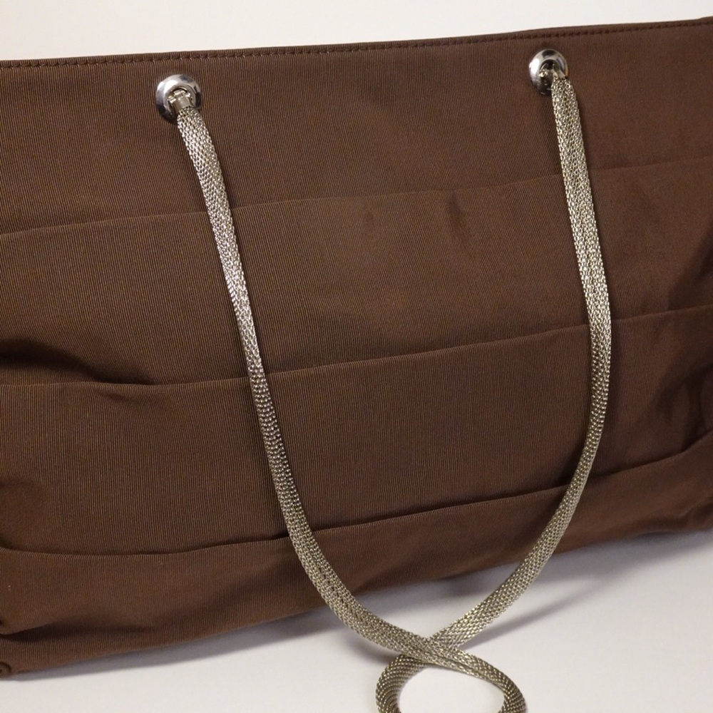 TODS Diego Della Valle Vintage Silk silver chain large shoulder bag